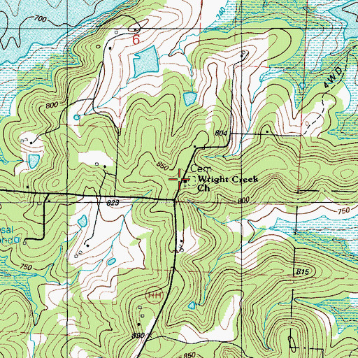 Topographic Map of Wright Creek Church, MO