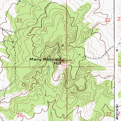 Topographic Map of Many Bobcats Hill, AZ