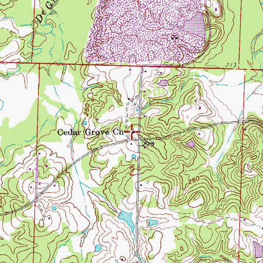 Topographic Map of Cedar Grove Baptist Church, AR