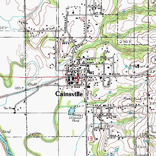 Topographic Map of Cainsville Post Office, MO