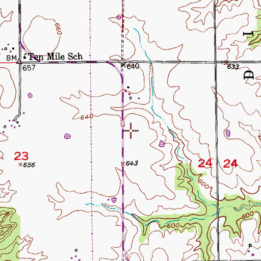 Topographic Map of Durgens Creek Post Office, MO
