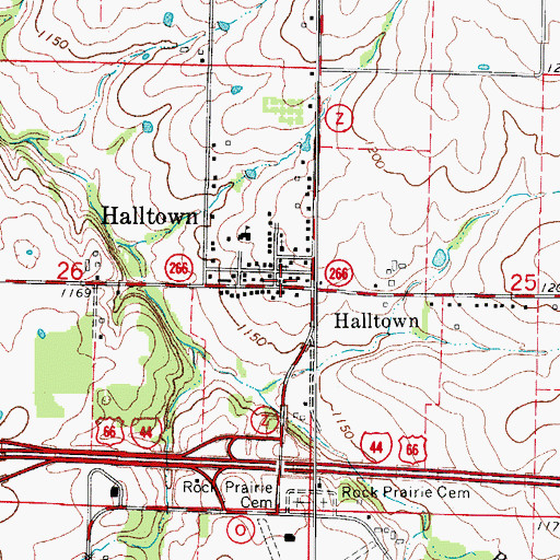 Topographic Map of Halltown Post Office, MO