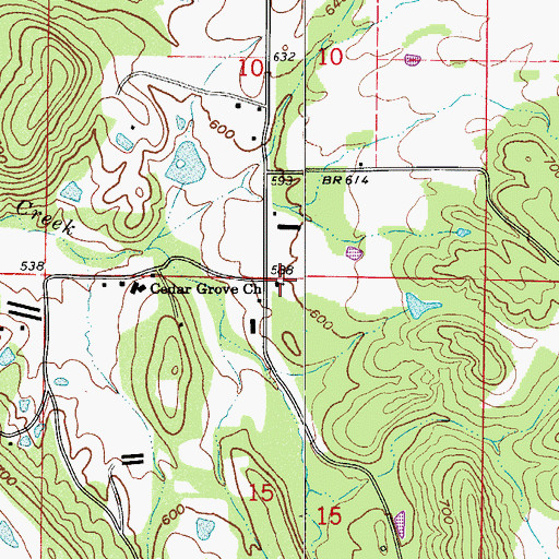 Topographic Map of Cedar Grove Assembly of God Church, AR