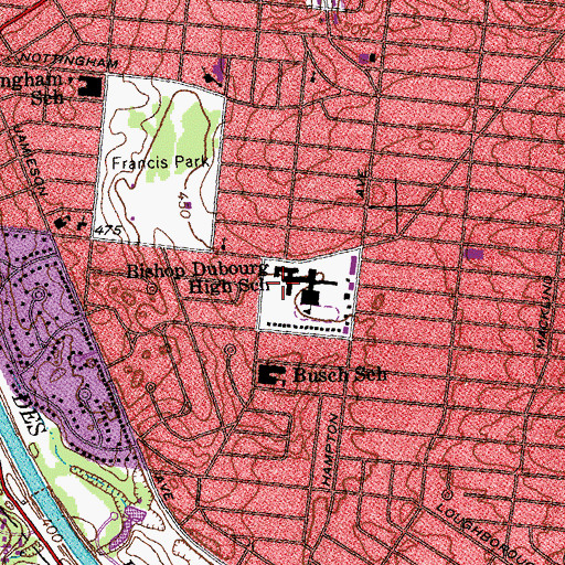 Topographic Map of Bishop Dubourg High School, MO