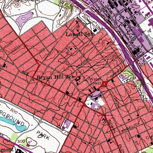 Topographic Map of Bryan Hill School, MO