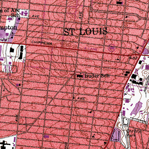 Topographic Map of Buder School, MO