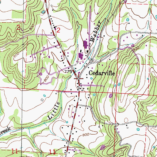 Topographic Map of Cedarville, AR