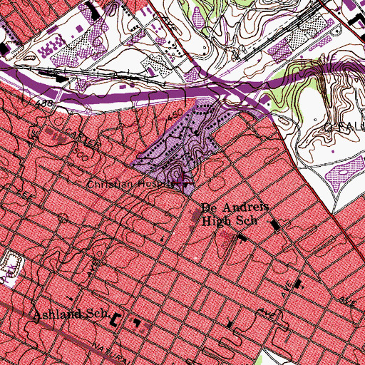 Topographic Map of Christian Hospital, MO