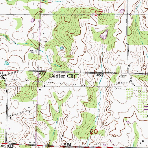 Topographic Map of Center Methodist Church, AR