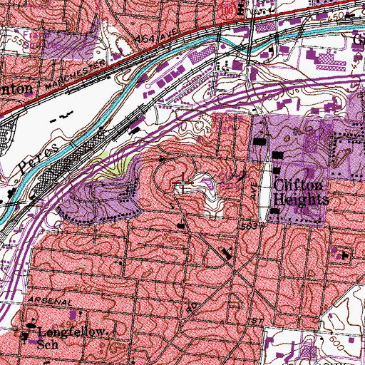 Topographic Map of Clifton Park, MO
