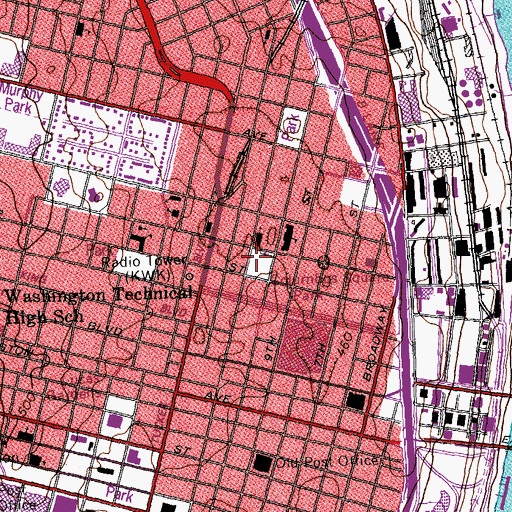 Topographic Map of Columbus Square Park, MO