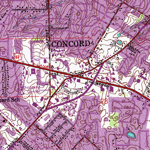 Topographic Map of Concord, MO
