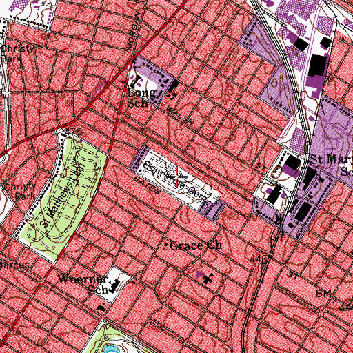 Topographic Map of Concordia Cemetery, MO
