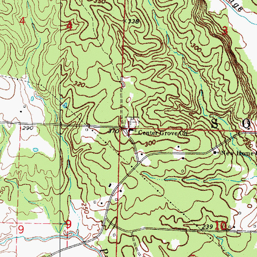 Topographic Map of Center Grove United Methodist Church, AR