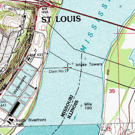 Topographic Map of Dam 27, MO
