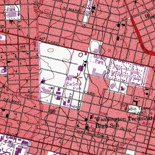 Topographic Map of DeSoto Park, MO