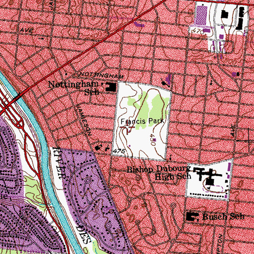 Topographic Map of Francis Park, MO