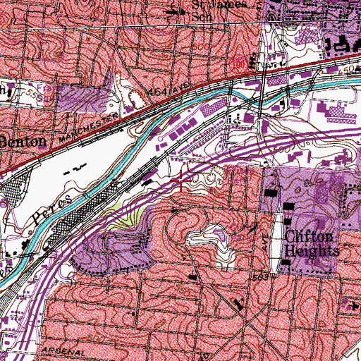 Topographic Map of Frisco Park, MO