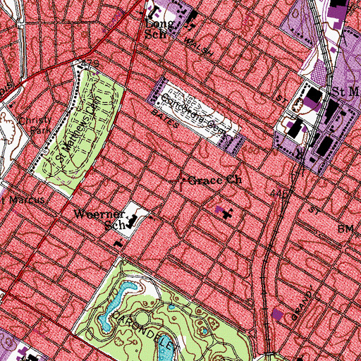 Topographic Map of Grace Church, MO