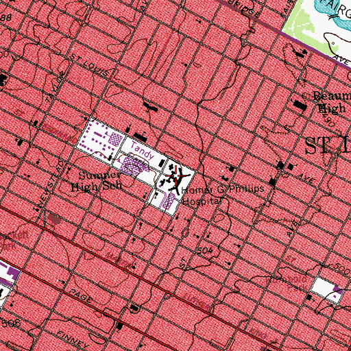 Topographic Map of Homer G Phillips Hospital (historical), MO