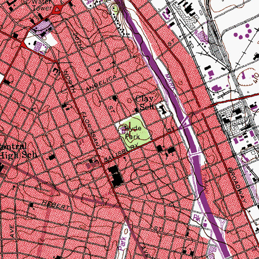 Topographic Map of Hyde Park, MO