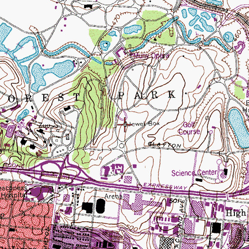 Topographic Map of Jewel Box, MO