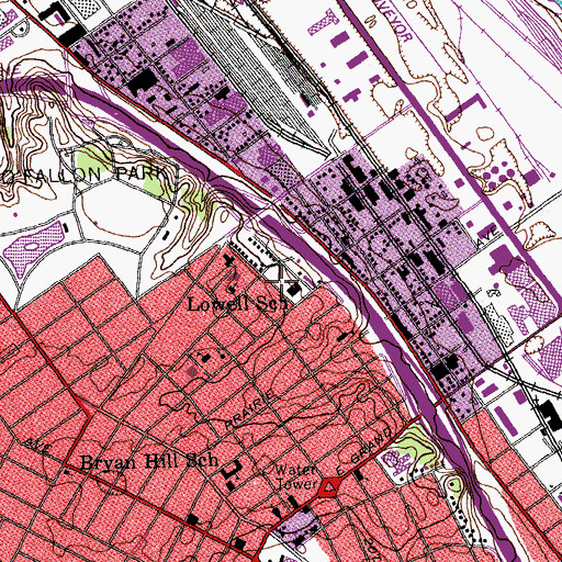 Topographic Map of Lowell School, MO