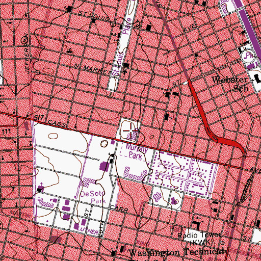 Topographic Map of Murphy Park, MO