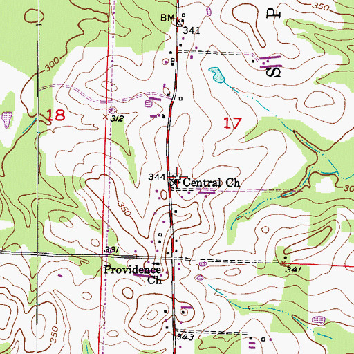 Topographic Map of Central Church of Christ, AR