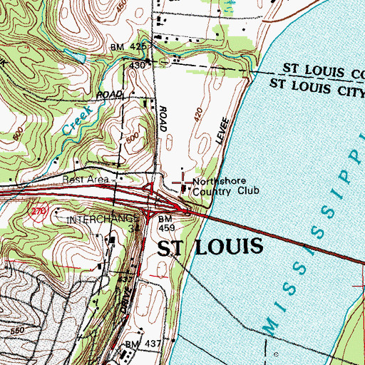 Topographic Map of Northshore Country Club, MO