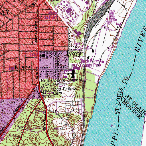 Topographic Map of Notre Dame Convent, MO
