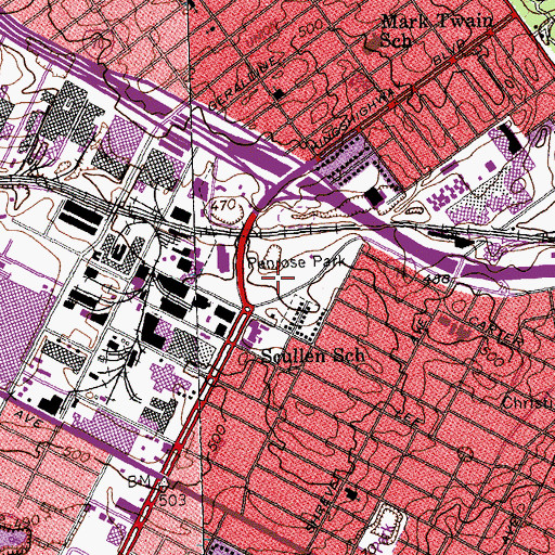 Topographic Map of Penrose Park, MO
