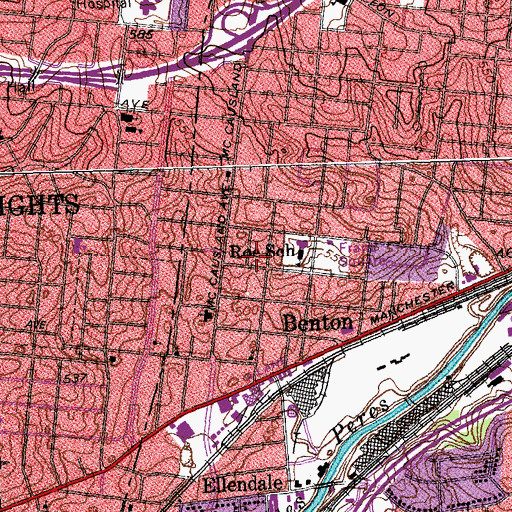 Topographic Map of Roe School, MO