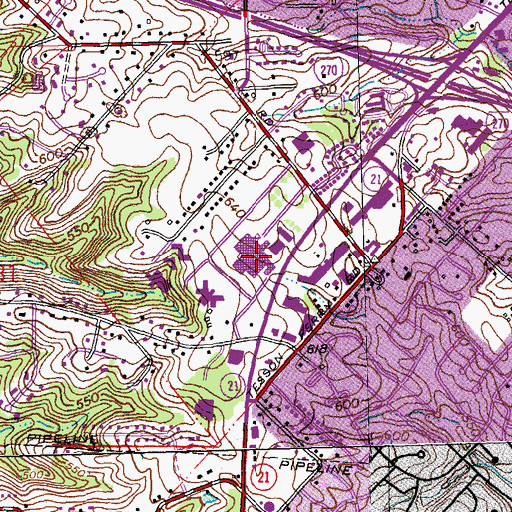 Topographic Map of Saint Anthony's Medical Center, MO