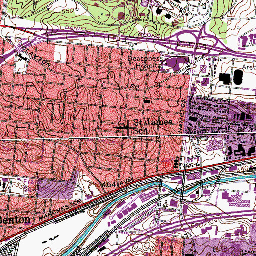 Topographic Map of Saint James School, MO