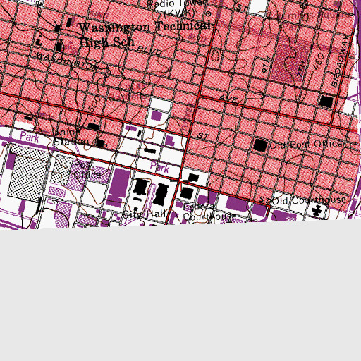 Topographic Map of Saint Louis, MO