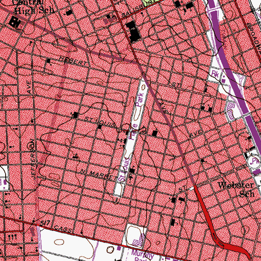 Topographic Map of Saint Louis Park, MO