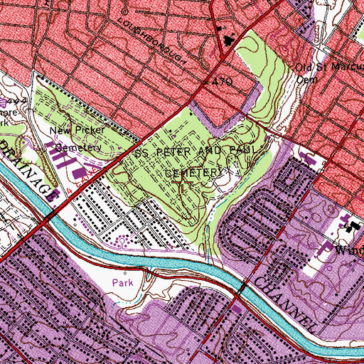 Topographic Map of Saints Peter and Paul Cemetery, MO
