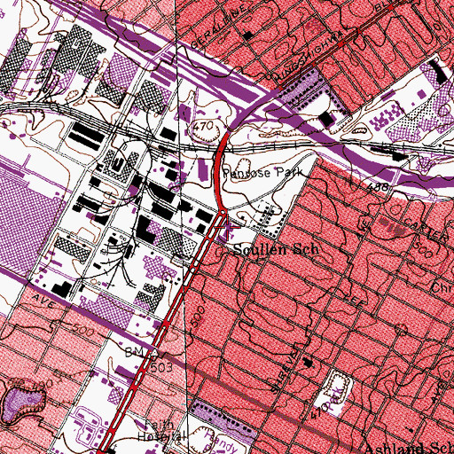 Topographic Map of Scullen School, MO