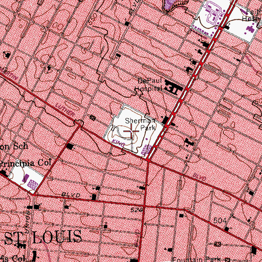 Topographic Map of Sherman Park, MO