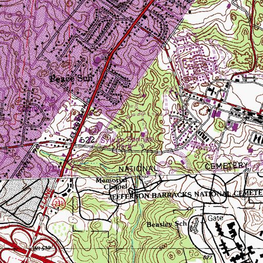 Topographic Map of Sylvan Springs County Park, MO