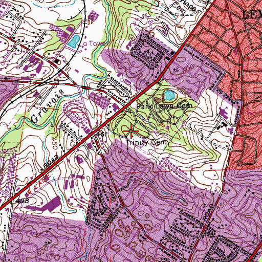 Topographic Map of Trinity Cemetery, MO