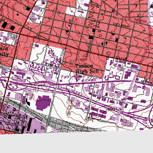 Topographic Map of Vashon High School, MO