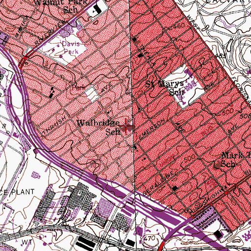 Topographic Map of Walbridge School, MO