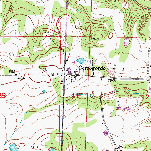 Topographic Map of Cerrogordo, AR