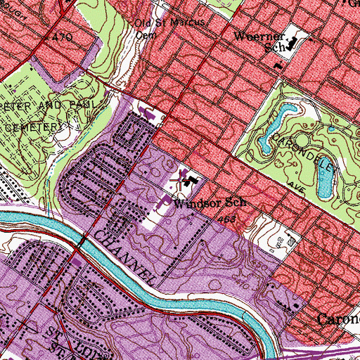 Topographic Map of Windsor School, MO