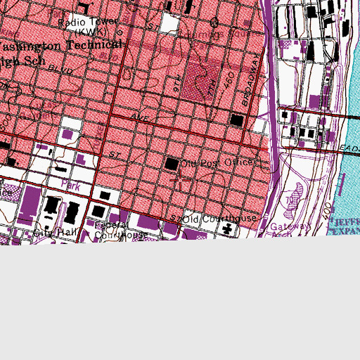 Topographic Map of KEZK-FM (St Louis), MO