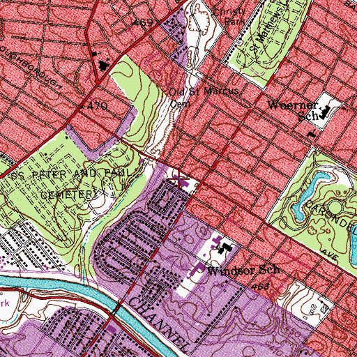 Topographic Map of Loughborough Shopping Center, MO