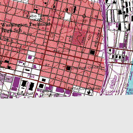 Topographic Map of Old Post Office, MO