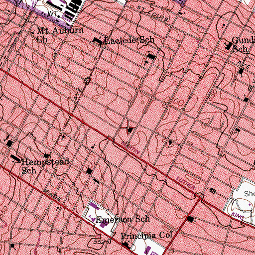 Topographic Map of Arlington School, MO